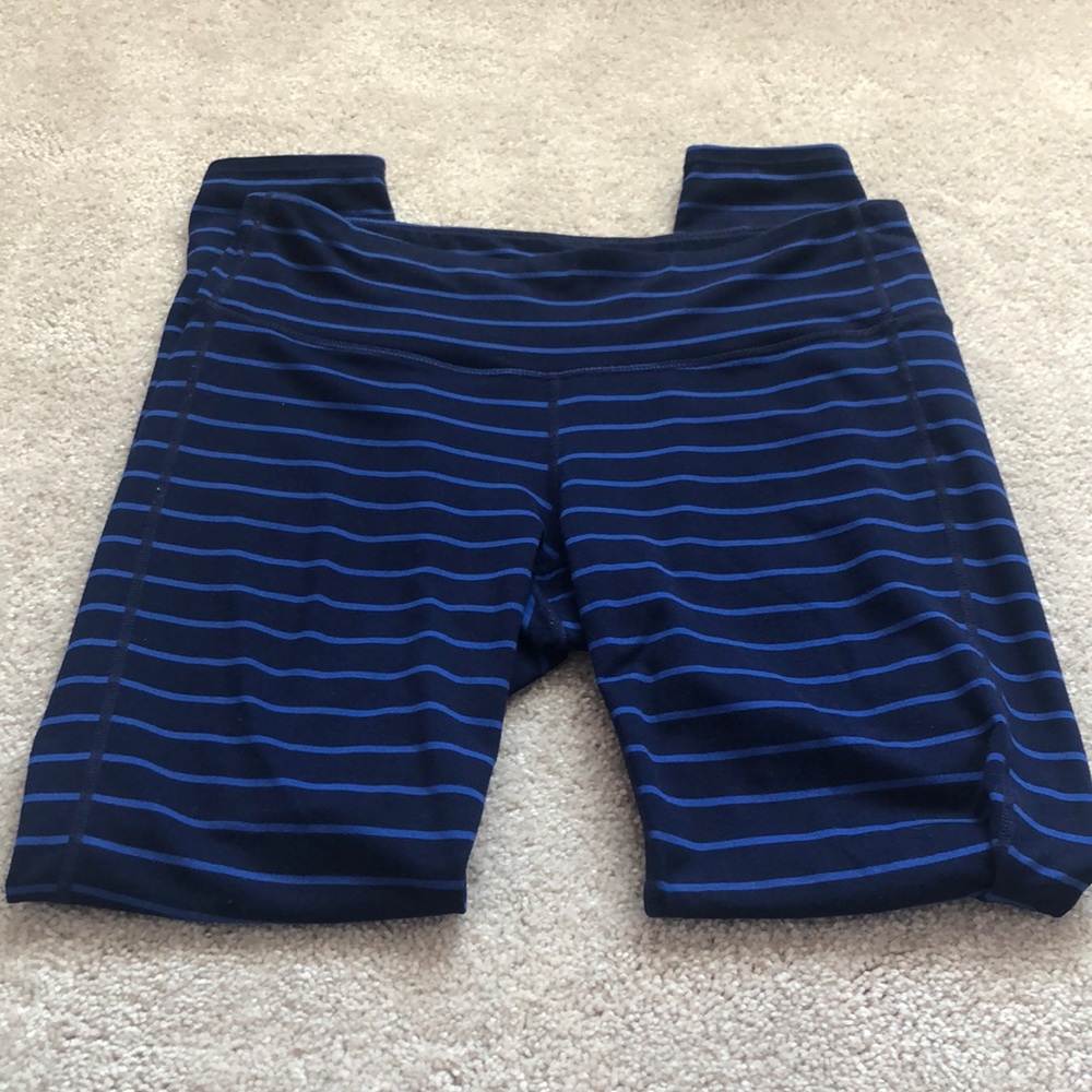 Athleta Leggings - Chaturanga Medium Blue Striped